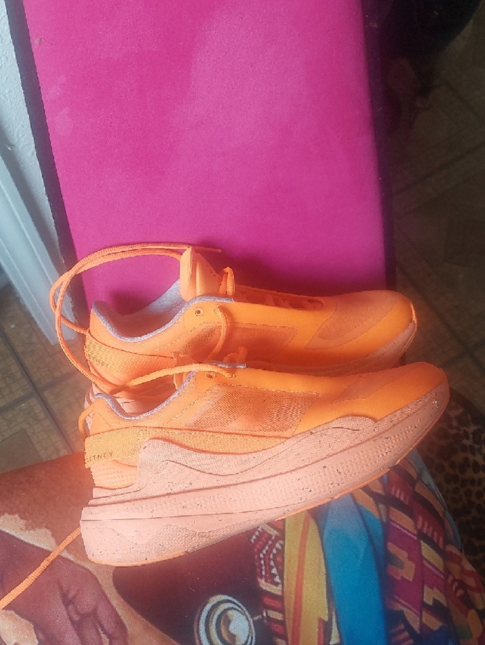 Adidas by Stella McCartney Women's Bright Orange Athletic Sneakers - Picture 3 of 8